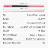 Jonny 8 Ball Torpedo 57 Inch 2 Piece Snooker and Pool Cue with 9.5mm Layered Tip