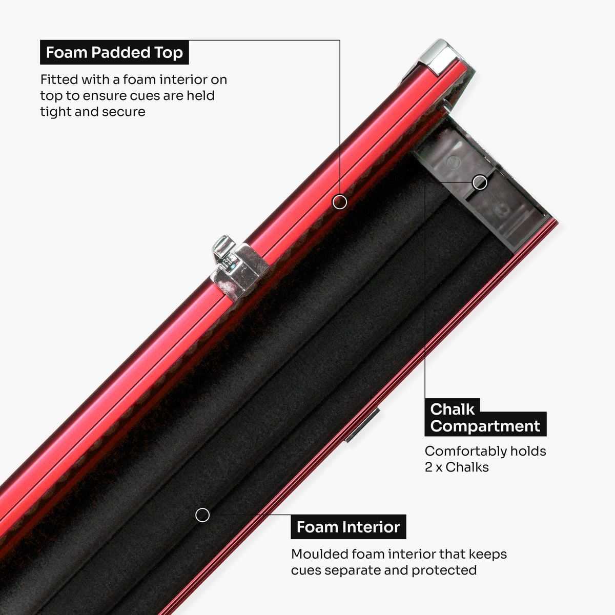Baize Master Pro Line Wide 3/4 3 Slot Luxury Aluminium Snooker and Pool Cue Case - Holds 2 Cues