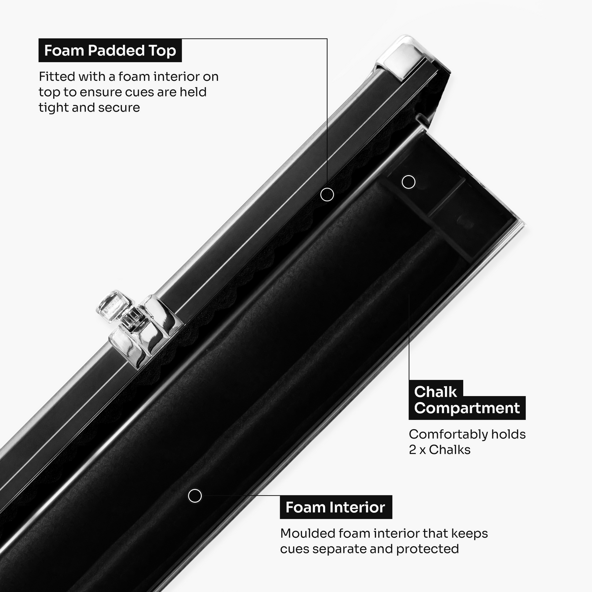 Baize Master Pro Line 3/4 2 Slot Luxury Aluminium Snooker and Pool Cue Case - Holds 1 Cue