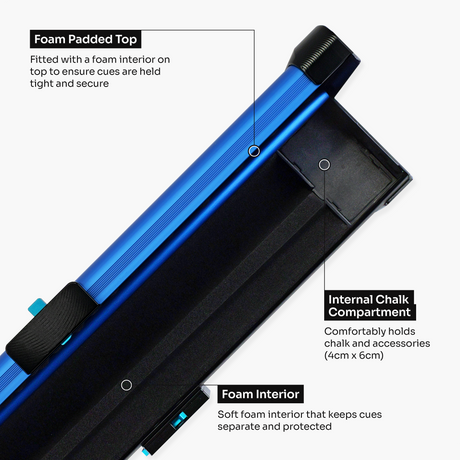 Baize Master Fusion ¾ 2 Slot Luxury Aluminium Snooker and Pool Cue Case with Trigger™ Lock – Holds 1 x ¾ Joint Cue + Extensions Baize Master