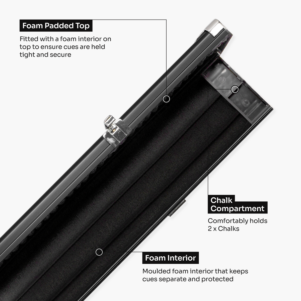 Baize Master Pro Line Wide 3/4 3 Slot Luxury Aluminium Snooker and Pool Cue Case - Holds 2 Cues
