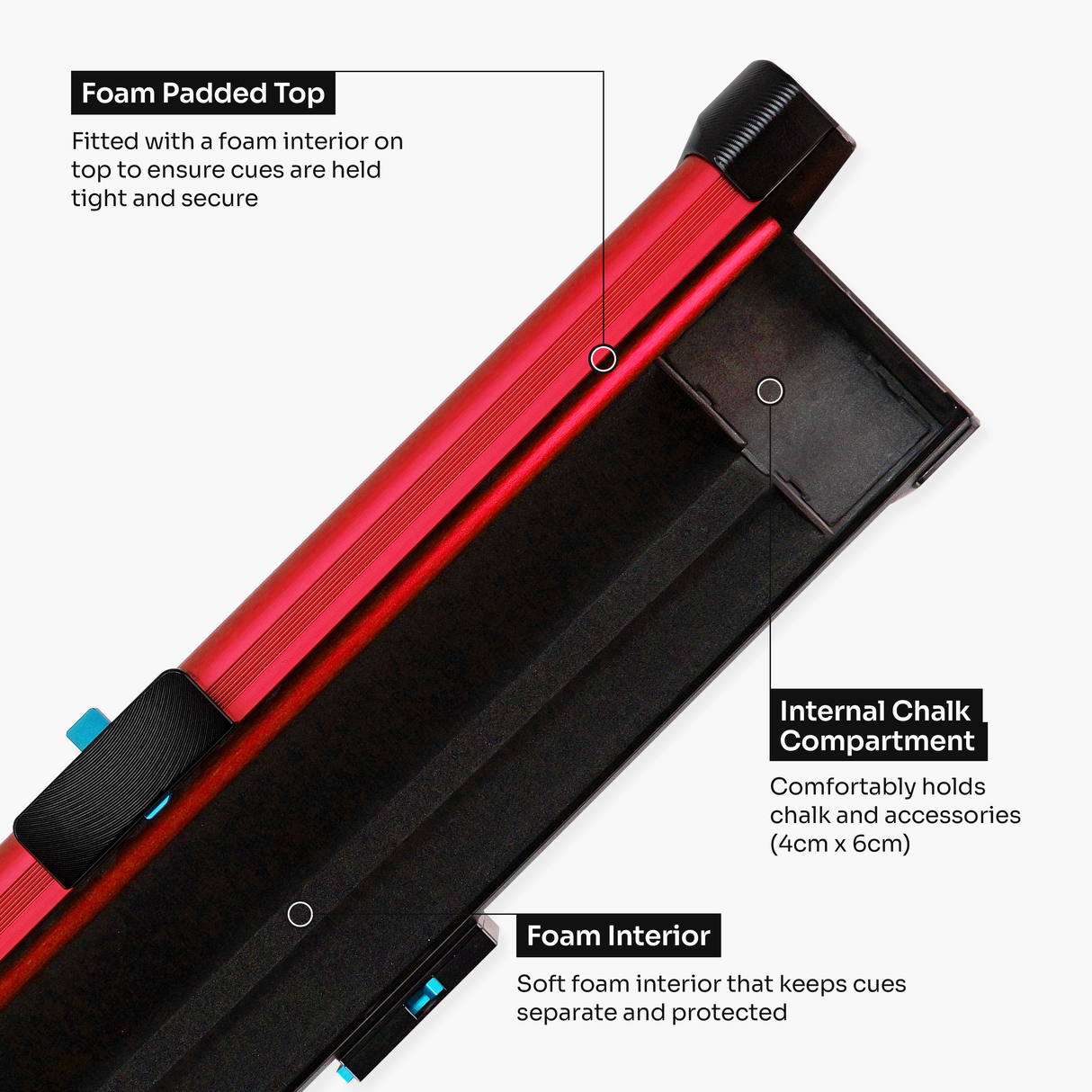 Baize Master Fusion One Piece 2 Slot Luxury Aluminium Snooker and Pool Cue Case with Trigger™ Lock – Holds 2 x One Piece Cues Baize Master