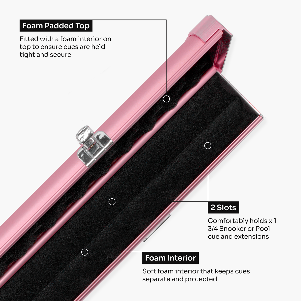 Baize Master Summit ¾ 2 Slot Luxury Aluminium Snooker and Pool Cue Case with Chunky Metal Ends – Holds 1 x ¾ Joint Cue + Extensions