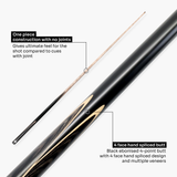 PRO147 Trident 1 Piece Snooker and Pool Cue and Case Set with 9.5mm Layered Tip