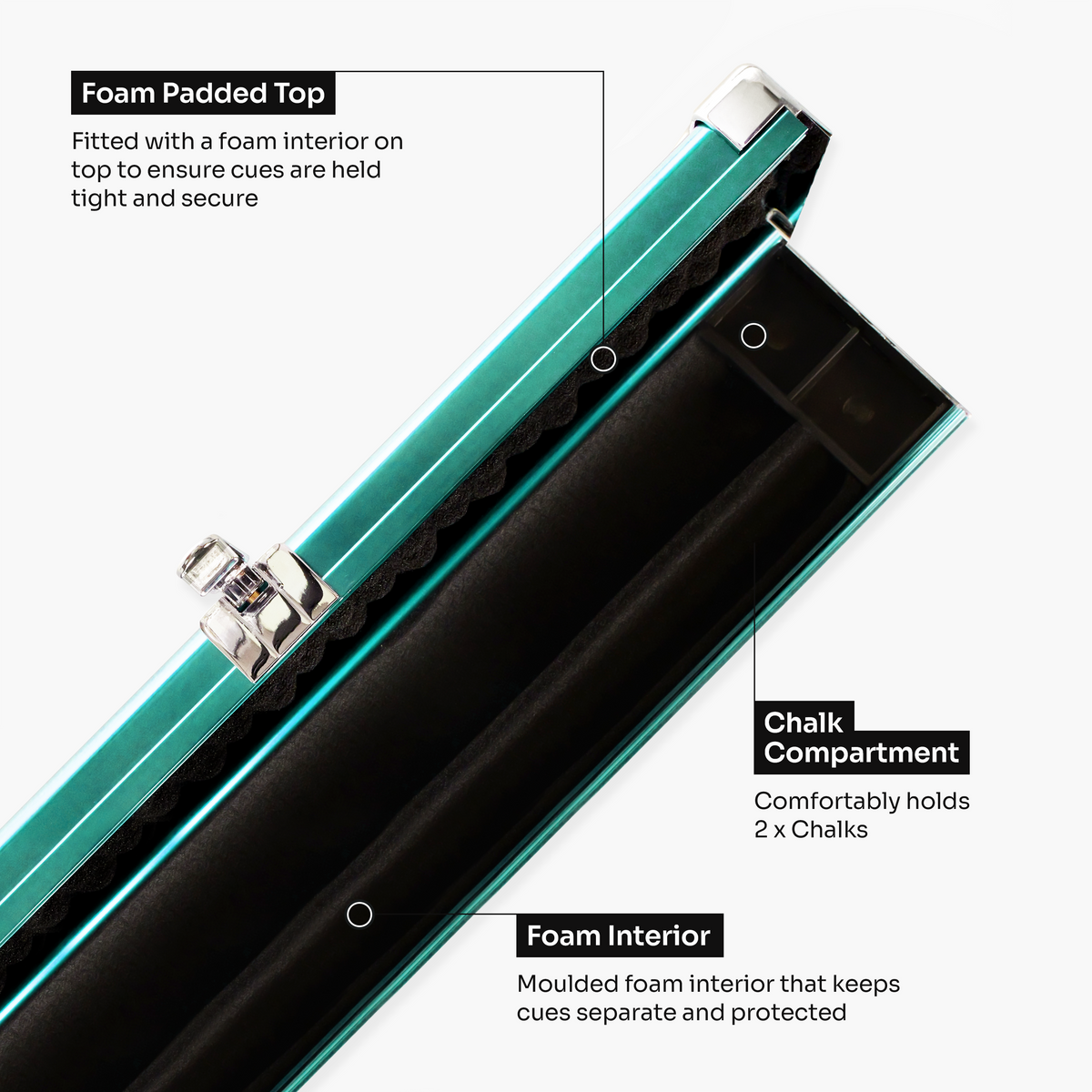 Baize Master Pro Line 3/4 2 Slot Luxury Aluminium Snooker and Pool Cue Case - Holds 1 Cue