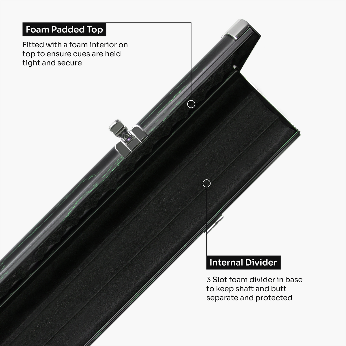 Baize Master Woodgrain 3/4 3 Slot Aluminium Snooker and Pool Cue Case - Holds 2 Cues + Extensions