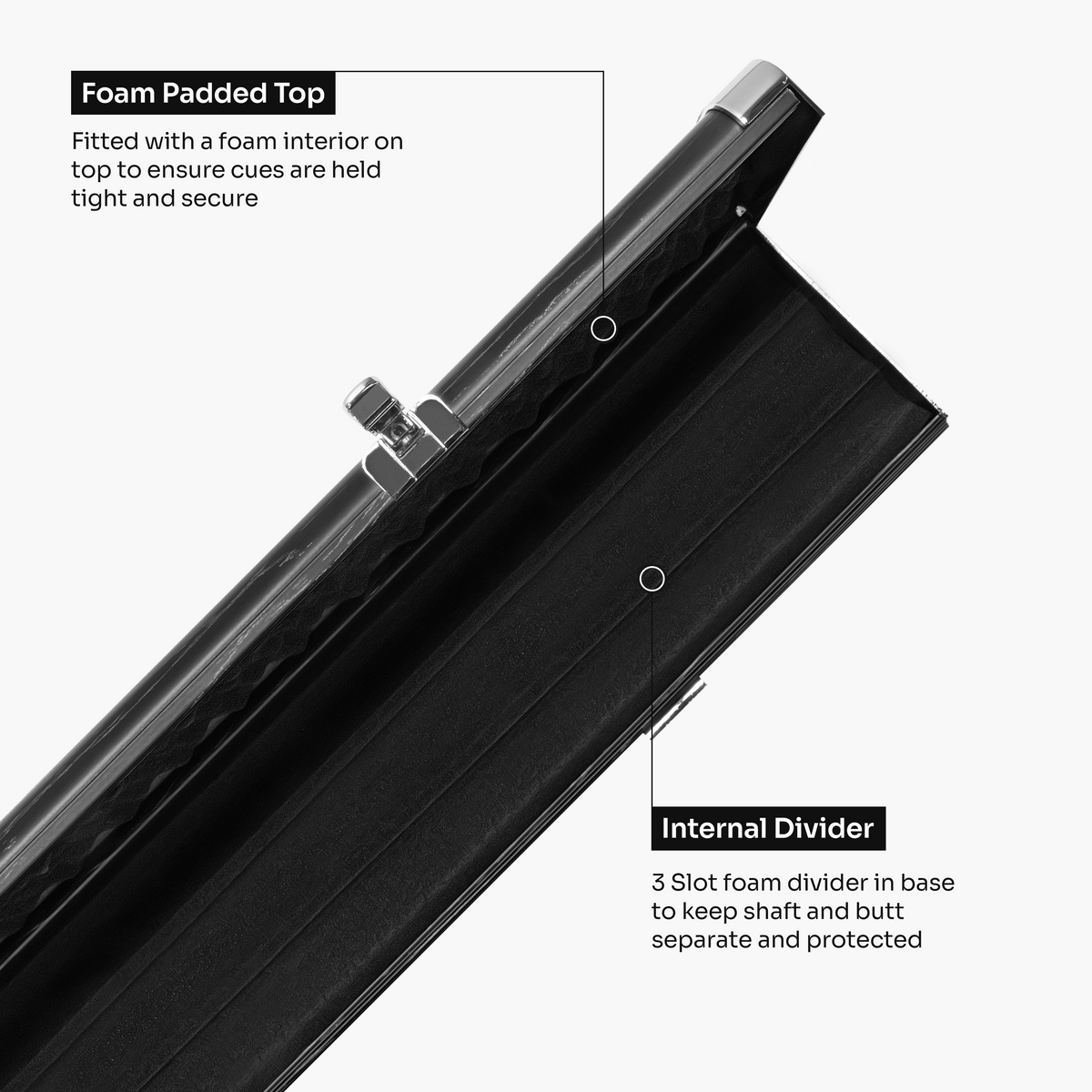 Baize Master Woodgrain 3/4 3 Slot Aluminium Snooker and Pool Cue Case - Holds 2 Cues + Extensions