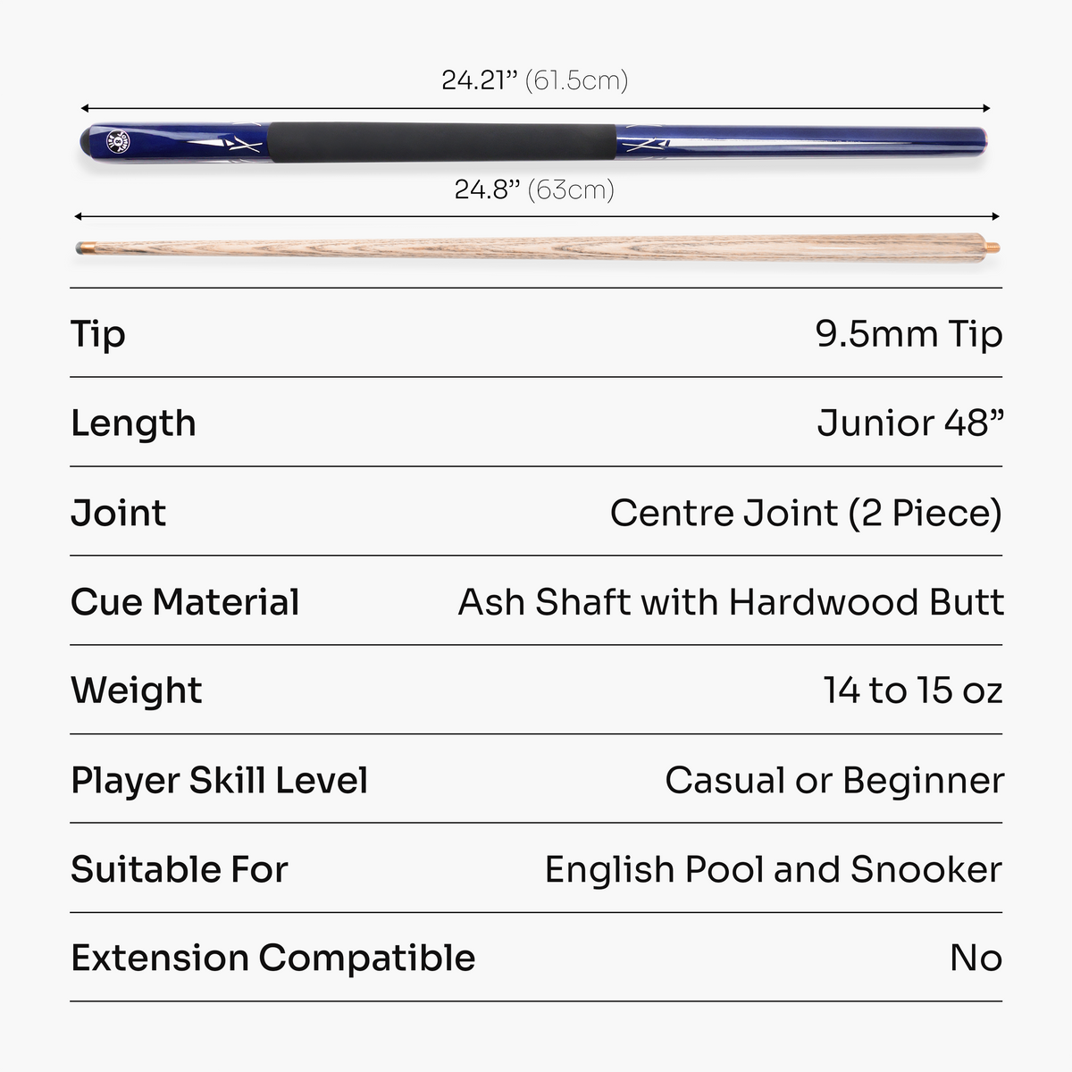 Jonny 8 Ball Torpedo 57 Inch 2 Piece Snooker and Pool Cue and Case Set with 9.5mm Layered Tip