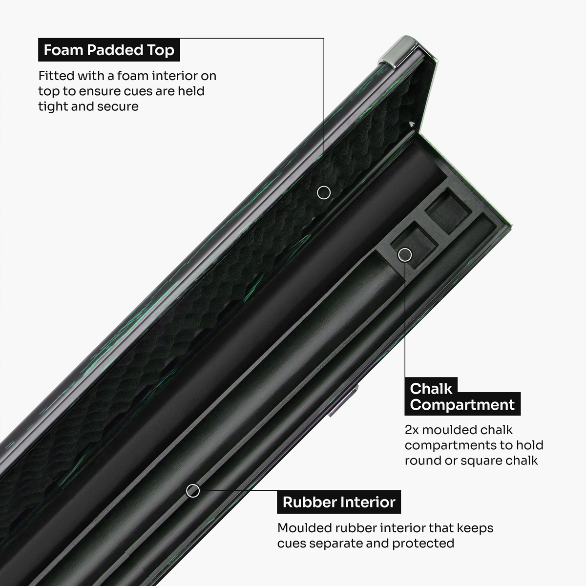 Baize Master Woodgrain 1 Piece 3 Slot Aluminium Snooker and Pool Cue Case - Holds 2 Cues + Extensions