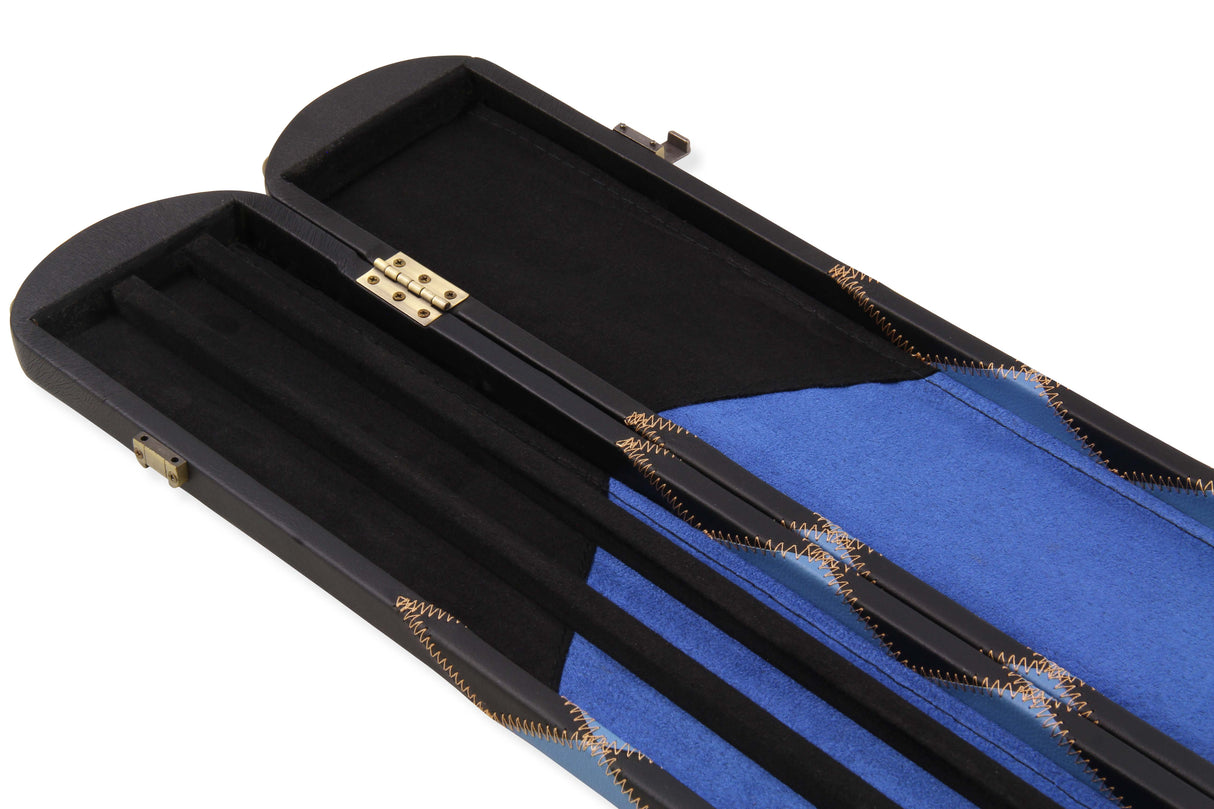 Baize Master 3/4 Joint WIDE 3 Slot BLUE DIAMONDS Luxury Round End Snooker Pool Cue Case with Studs - Holds 2 Cues