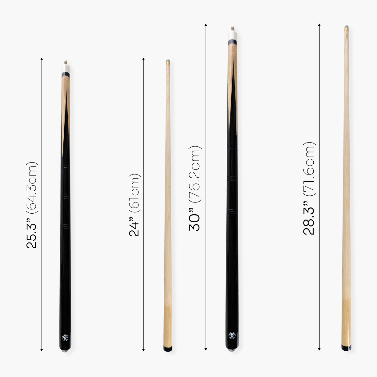 Jonny 8 Ball Pub Style 2 Piece Snooker Pool Cue Set 9.5mm Tip - 57 Inch and 48 Inch Cues