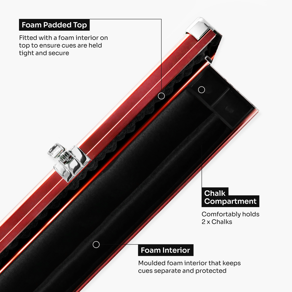 Baize Master Pro Line 3/4 2 Slot Luxury Aluminium Snooker and Pool Cue Case - Holds 1 Cue