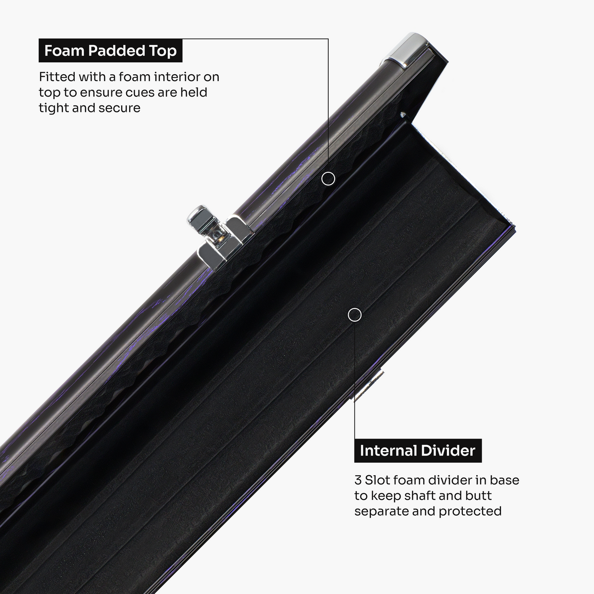Baize Master Woodgrain 3/4 3 Slot Aluminium Snooker and Pool Cue Case - Holds 2 Cues + Extensions