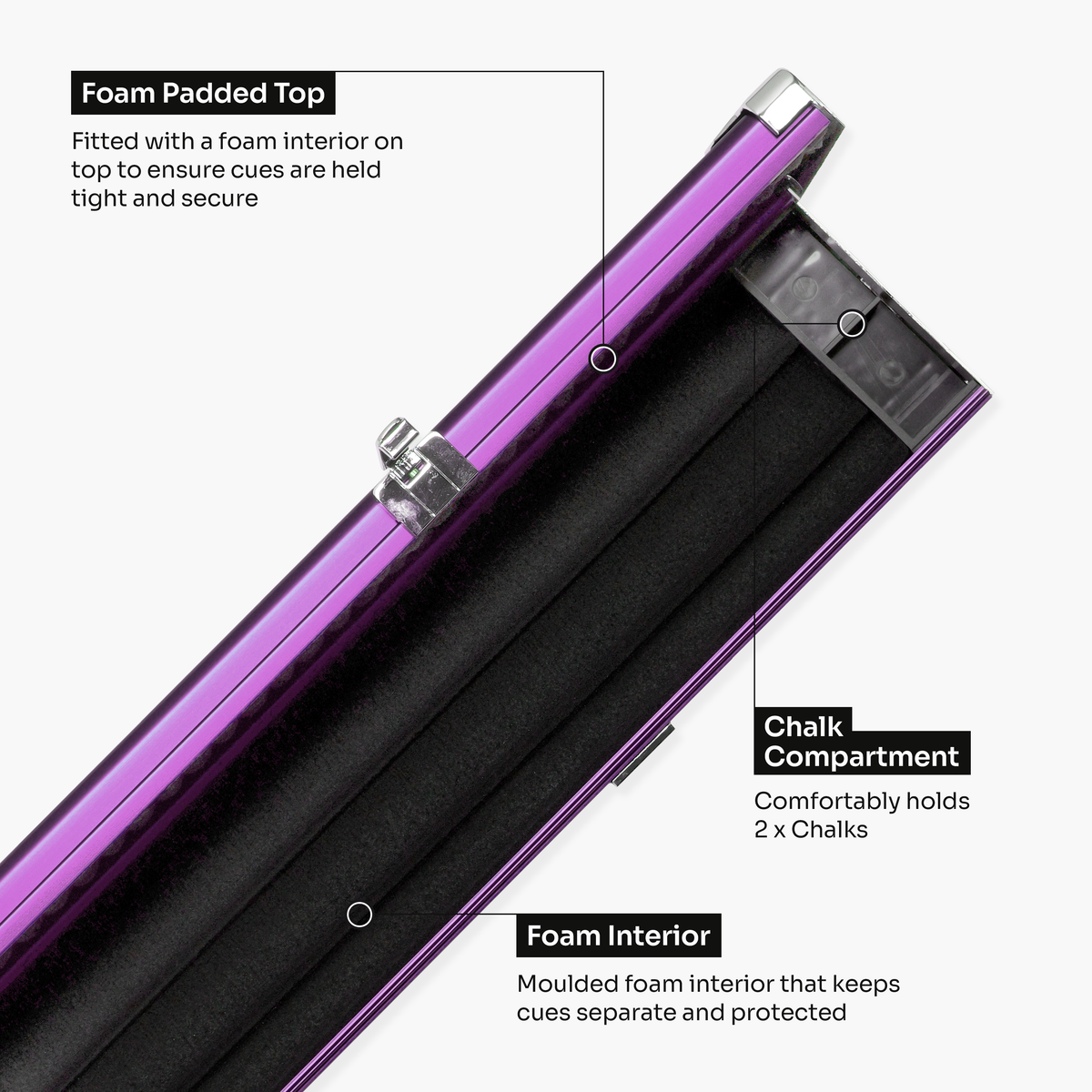 Baize Master Pro Line Wide 3/4 3 Slot Luxury Aluminium Snooker and Pool Cue Case - Holds 2 Cues
