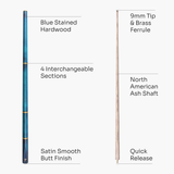 Jonny 8 Ball COMBI Length Adjustable 5 Piece Ash Snooker Pool Cue – 9mm Tip