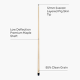 Dynamite Billiards PRO-85 Low Deflection Premium Tapered Maple Shaft, 12mm Everest Tip, Radial Joint