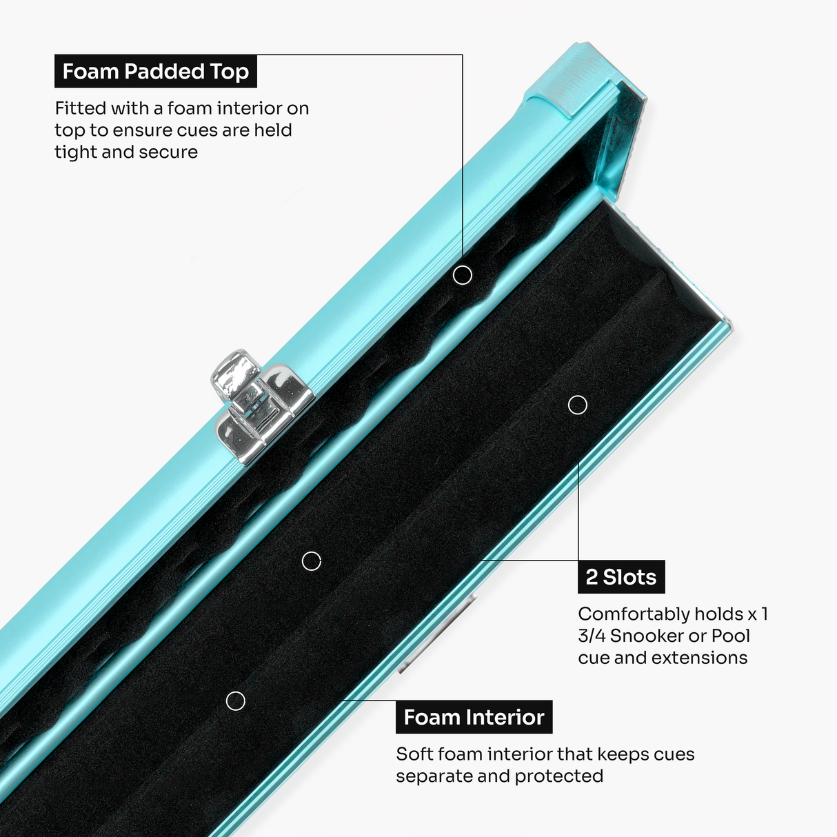 Baize Master Summit One Piece Two Slot Luxury Aluminium Snooker and Pool Cue Case with Chunky Metal Ends – Holds 2 x One Piece Cues