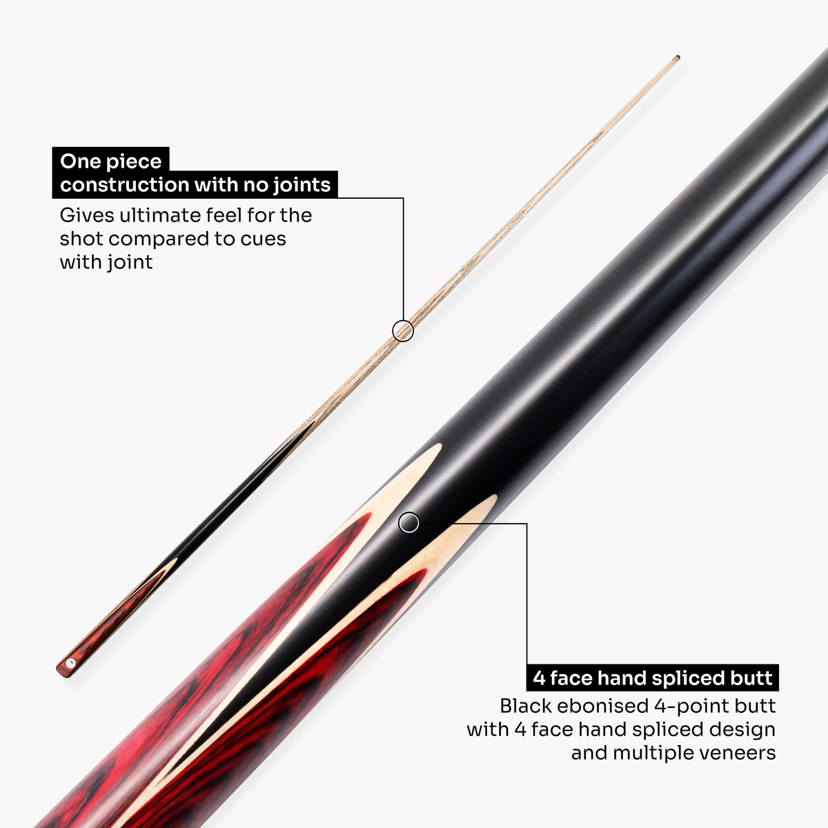 PRO147 Trident 1 Piece Snooker and Pool Cue and Case Set with 9.5mm Layered Tip