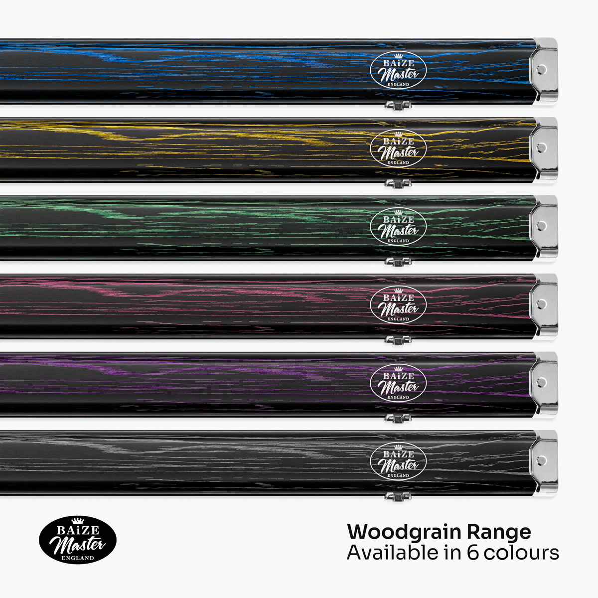 Baize Master Woodgrain 1 Piece 2 Slot Aluminium Snooker and Pool Cue Case - Holds 2 Cues
