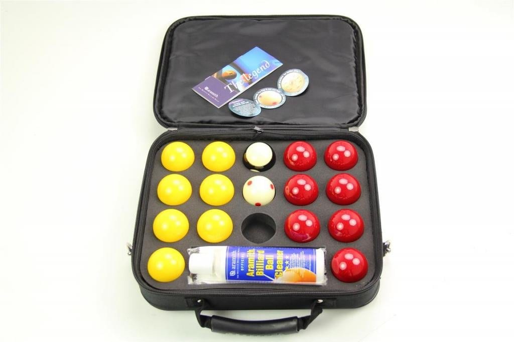 SUPER ARAMITH PRO CUP 2" Red & Yellow Pool Balls, Ball Cleaner & Case Set!