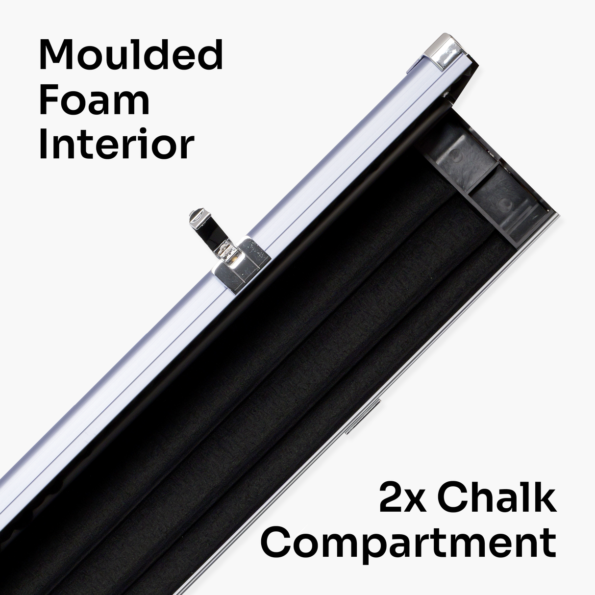Baize Master WIDE GREY 3/4 PRO LINE Aluminium Metal Ends Snooker Pool Cue Case - Holds 2 Cues