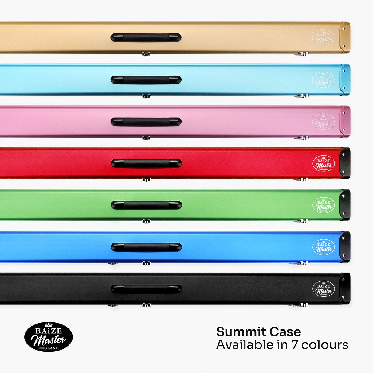 Baize Master Summit One Piece Three Slot Luxury Aluminium Snooker and Pool Cue Case with Chunky Metal Ends – Holds 3 x One Piece Cues