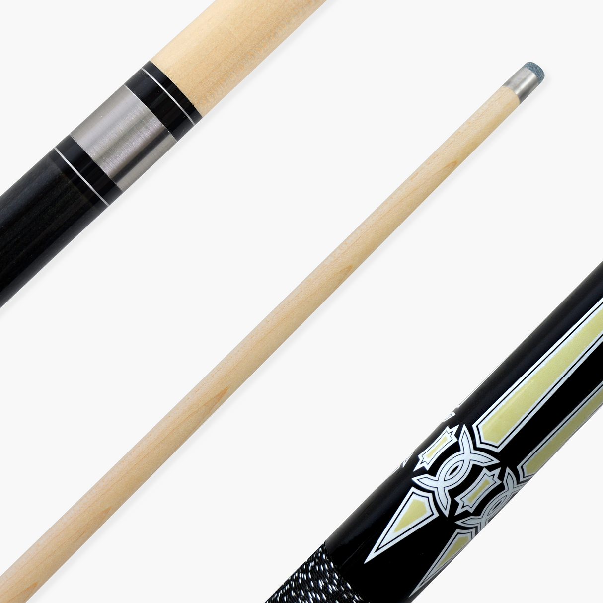 Jonny 8 Ball Geometric 57 Inch 2 Piece Snooker Pool Cue 10mm Tip