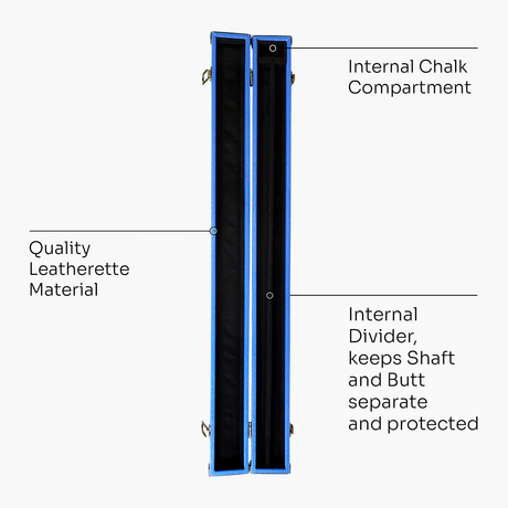 ROYAL BLUE Luxury 2pc Snooker Pool Cue Case Hard Shell | Cue + Case