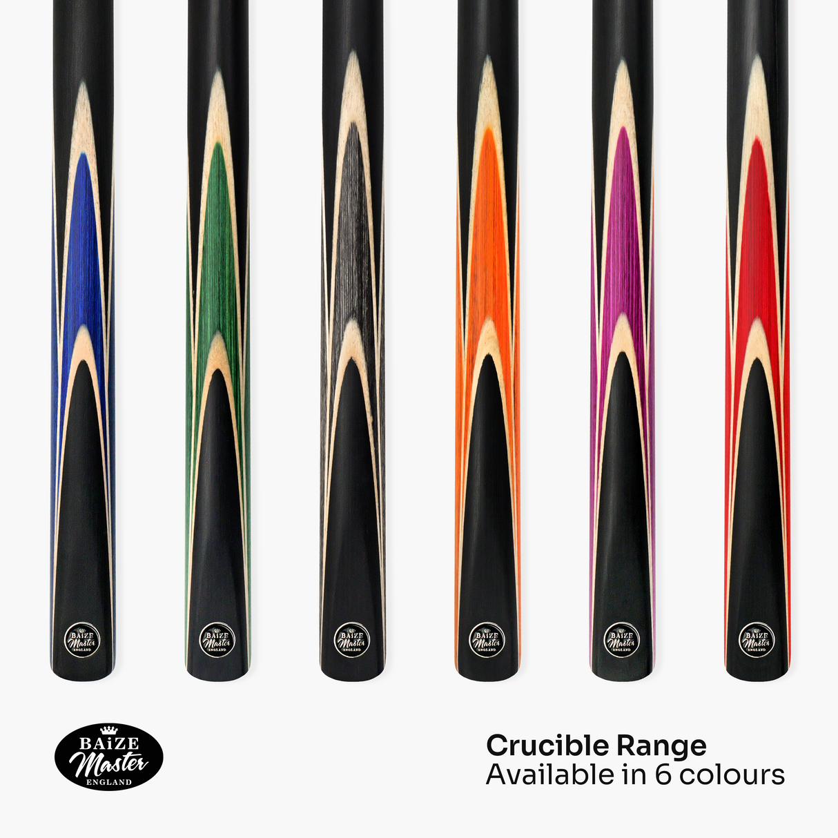 Baize Master 3/4 CRUCIBLE Hand Spliced 57 Inch Ash Snooker Pool Cue with 9.5mm Tip + Mini Butt Extension