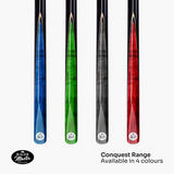 Baize Master Silver Series 48 Inch CONQUEST Junior Kids Short Snooker Pool 2pc Ash Cue Set with MEDIUM BLACK HARD CASE - 9.5mm