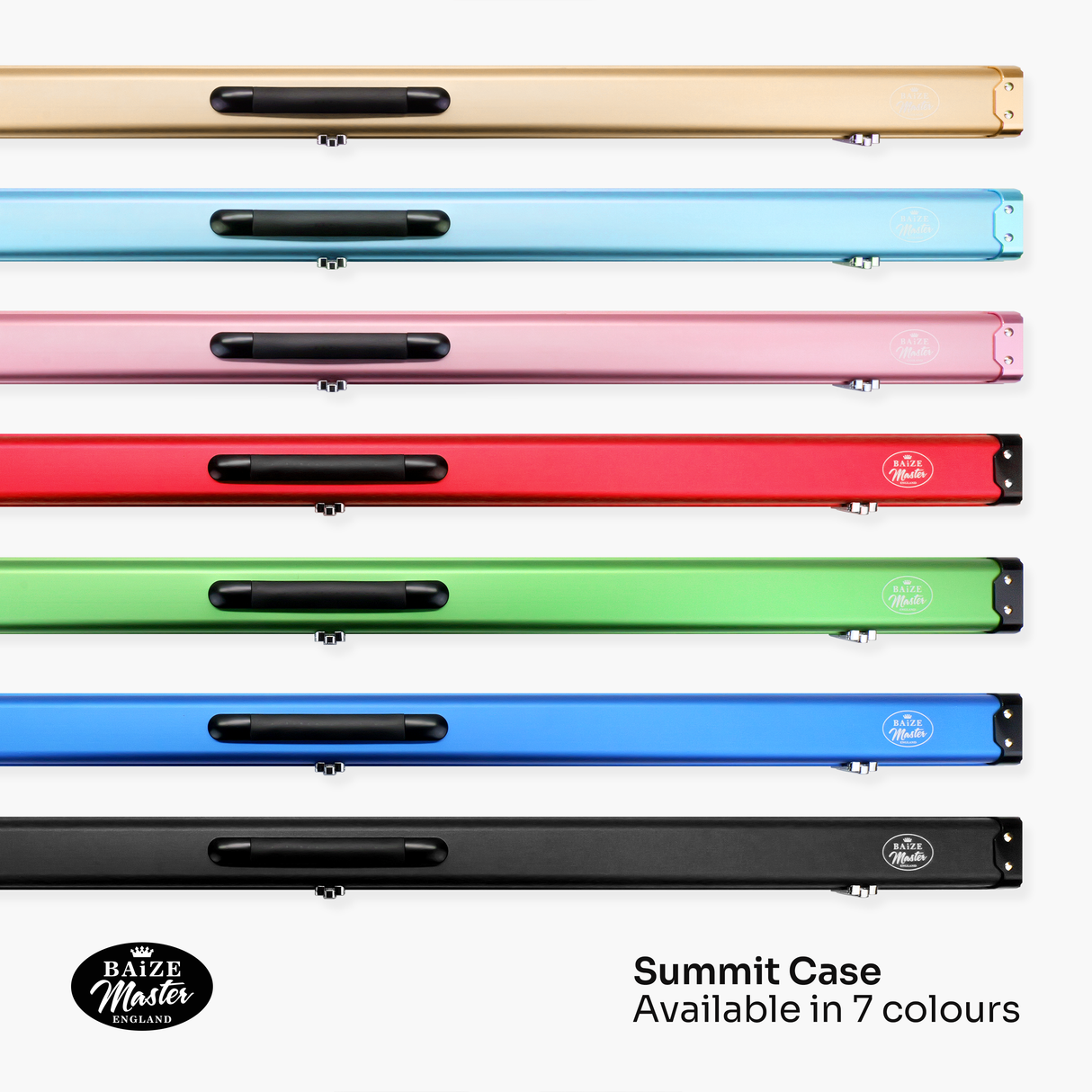 Baize Master Summit ¾ 2 Slot Luxury Aluminium Snooker and Pool Cue Case with Chunky Metal Ends – Holds 1 x ¾ Joint Cue + Extensions