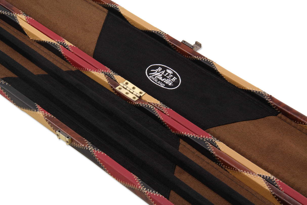 Baize Master 3/4 Joint WIDE 3 Slot BLUE DIAMONDS Luxury Round End Snooker Pool Cue Case with Studs - Holds 2 Cues