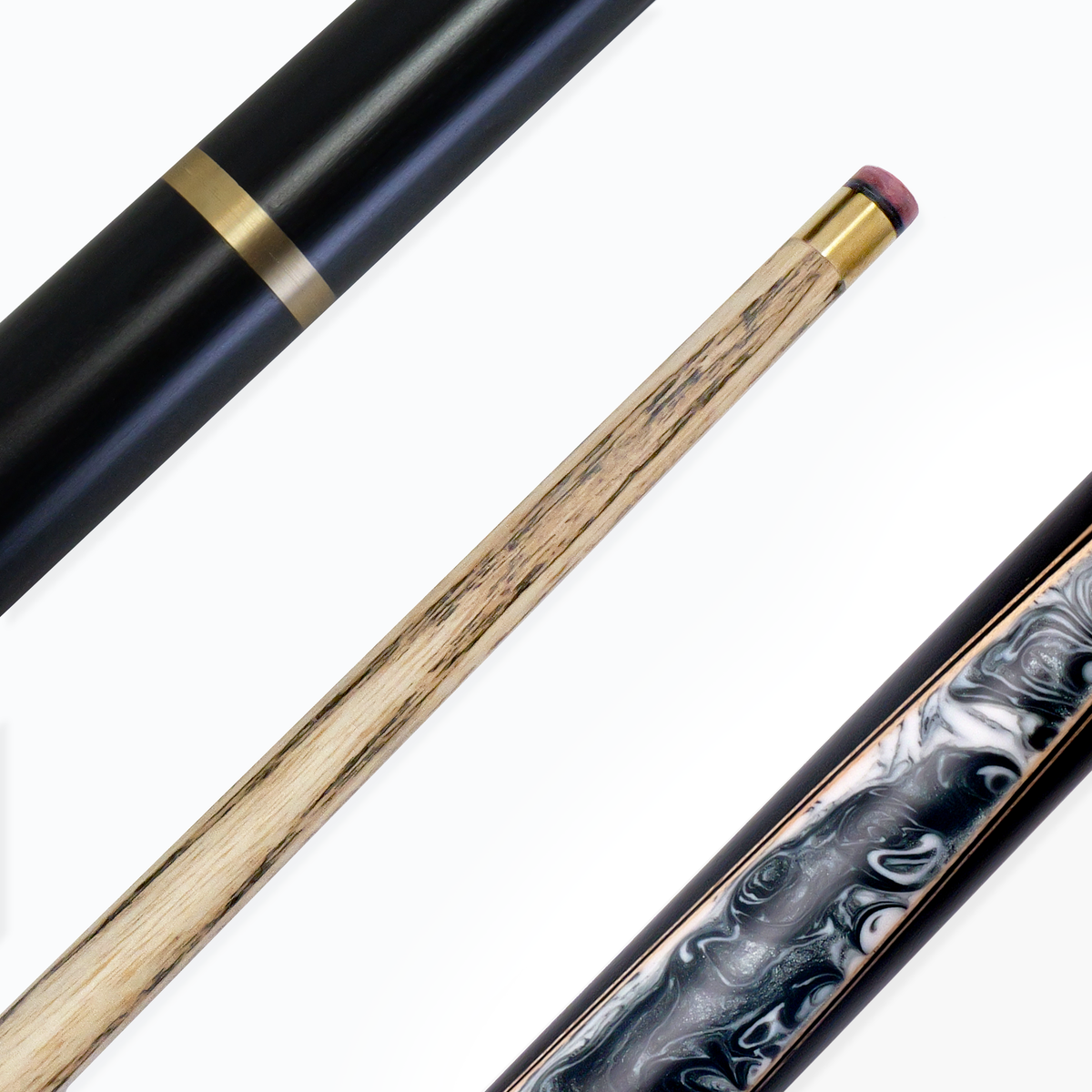 PRO147 Silver Mist ¾ Joint Snooker and Pool Cue and Case Set with 9.5mm Professional Layered Tip - Hand Finished in the UK
