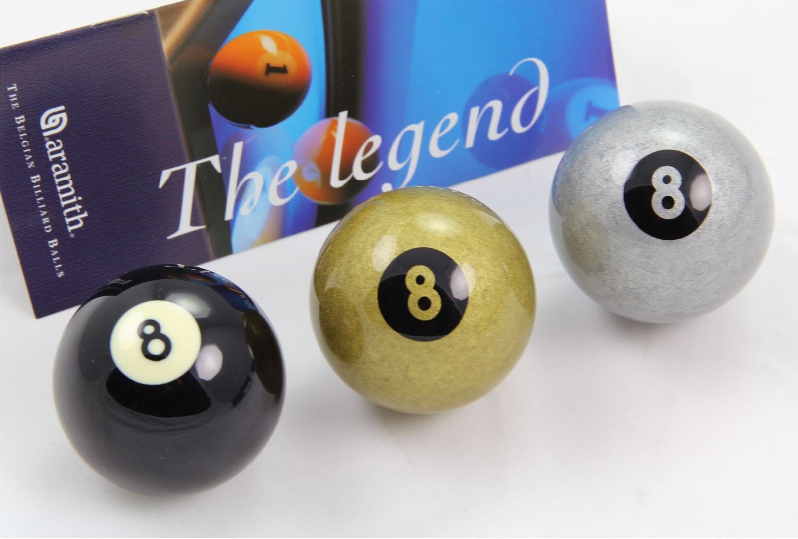 Exclusive Aramith Premier 8 Ball Set - Black, Silver & Golden