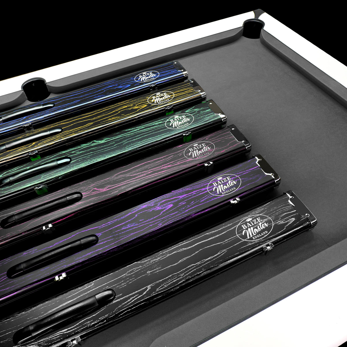Baize Master Woodgrain 1 Piece 3 Slot Aluminium Snooker and Pool Cue Case - Holds 2 Cues + Extensions