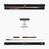 Baize Master Ember Marksman ¾ Joint English Pool Cue and Case Set with 8.5mm Baize Master Blue Pressed Tip