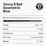 Jonny 8 Ball Geometric 57 Inch 2 Piece Snooker Pool Cue 10mm Tip