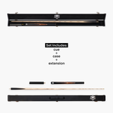 PRO147 Hazel Eclipse 3/4 Joint Snooker and Pool Standard Cue and Case Set with 9.5mm Green Layered Tip