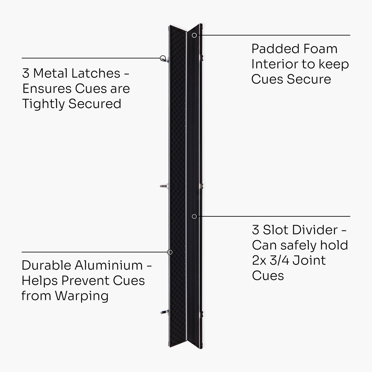 BAIZE MASTER Prestige Pro Aluminium 3/4 Luxury Snooker Pool Cue Case – Holds Two ¾ Joint Cues