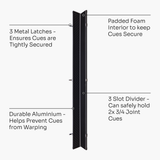 BAIZE MASTER Prestige Pro Aluminium 3/4 Luxury Snooker Pool Cue Case – Holds Two ¾ Joint Cues