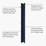 Baize Master SATIN LINE One Piece Luxury Snooker Pool Cue Case - Holds 3 Cues