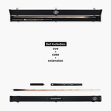Baize Master Black Marksman ¾ Joint English Pool Cue and Case Set with 8.5mm Baize Master Blue Pressed Tip