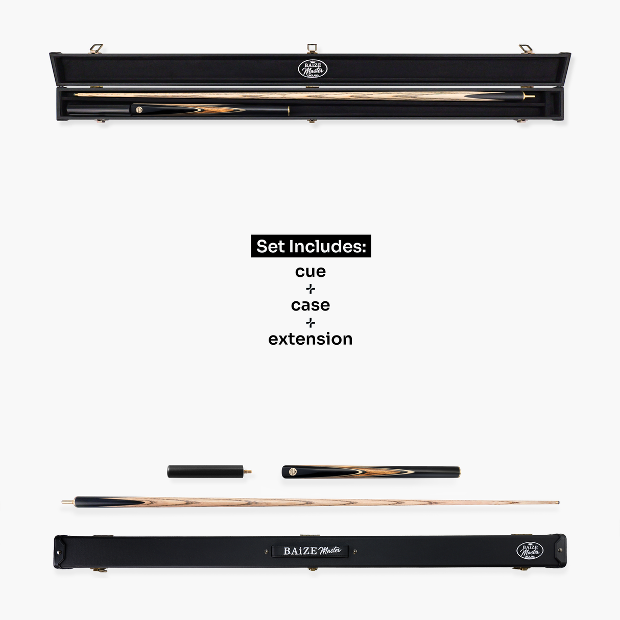 Baize Master Earthen Marksman ¾ Joint English Pool Cue and Case Set with 8.5mm Baize Master Pro Impact Hybrid Tip