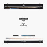 Baize Master Azure Marksman ¾ Joint English Pool Cue and Case Set with 8.5mm Baize Master Blue Pressed Tip