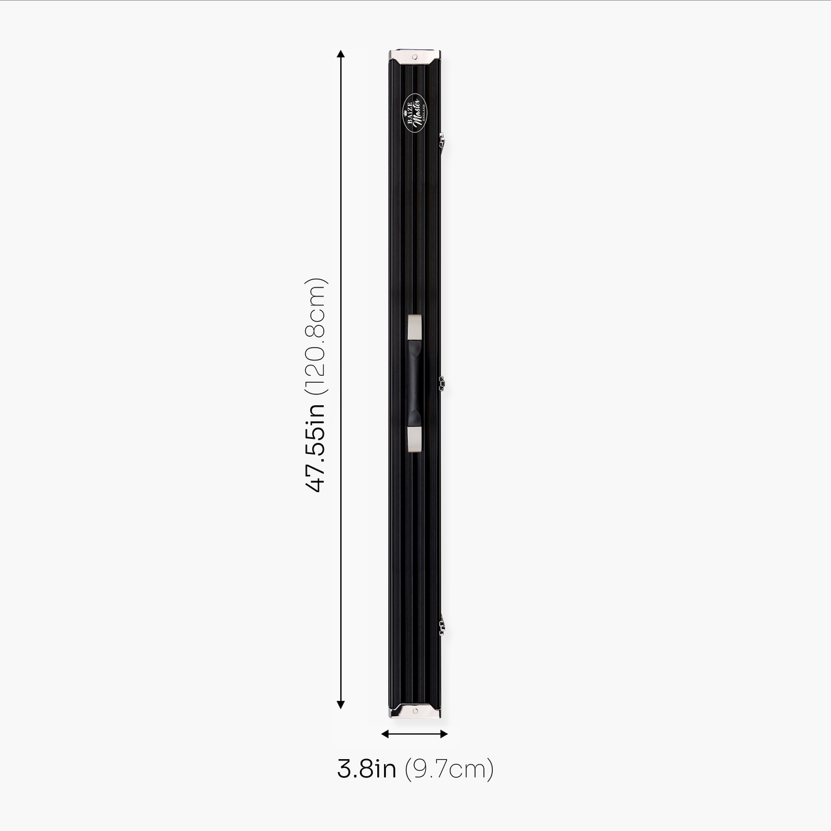 Baize Master WIDE BLACK 3/4 PRO LINE Aluminium Metal Ends Snooker Pool Cue Case - Holds 2 Cues