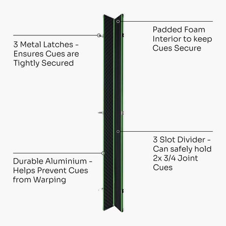 Baize Master SATIN LINE Pro Aluminium 3/4 Luxury Snooker Pool Cue Case – Holds Two ¾ Joint Cues Baize Master