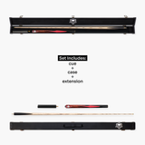 PRO147 Red Eclipse 3/4 Joint Snooker and Pool Standard Cue and Case Set with 9.5mm Green Layered Tip