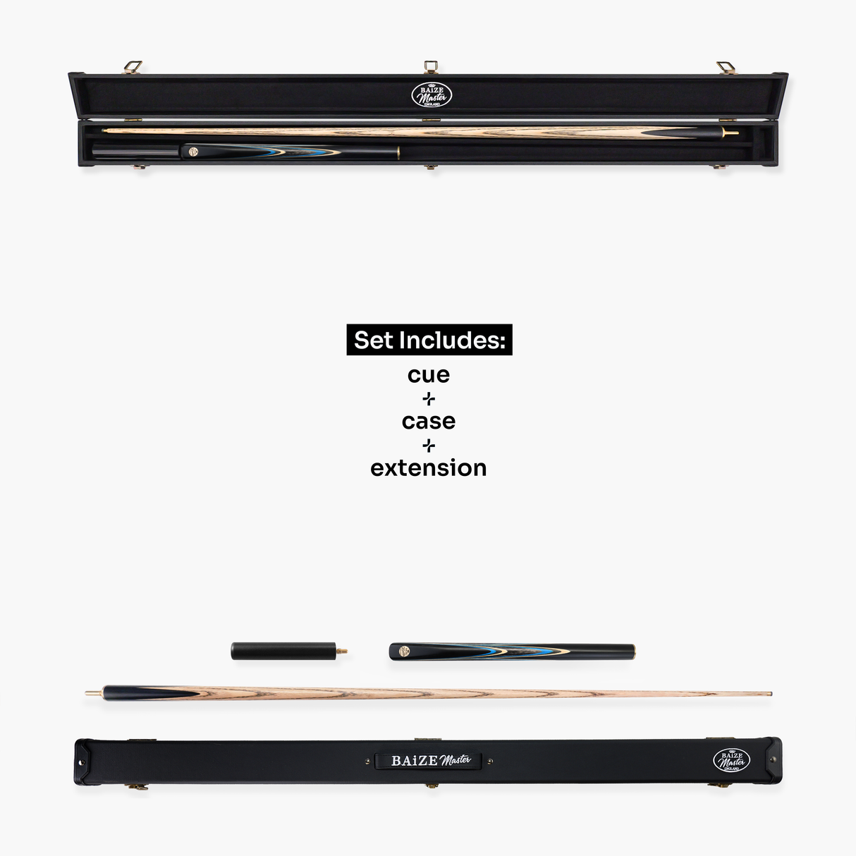Baize Master Marine Marksman ¾ Joint English Pool Cue and Case Set with 8.5mm Baize Master Pro Impact Hybrid Tip