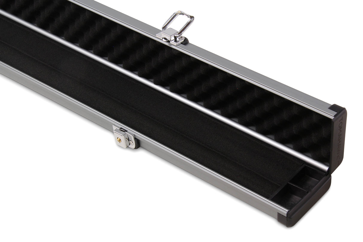 1 Piece Wide Aluminium LOCKABLE LUXURY Snooker Pool Cue Case - Holds 2 Cues