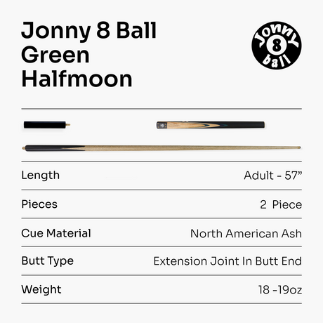 Jonny 8 Ball 57 Inch Traditional ¾ Jointed Ash Snooker Pool Cue 9mm tip + Mini Butt Jonny 8 Ball